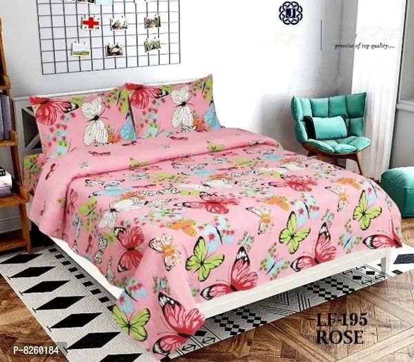 Classy Polycotton Printed Double Bedsheets with Pillow Cover