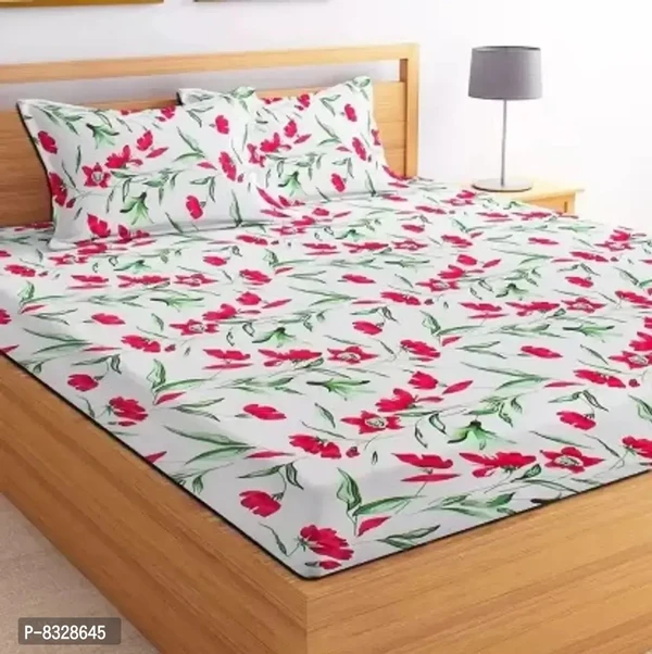 Stylish Fancy Cotton 3D Printed 1 Double Bedsheet - 2 Pillowcovers