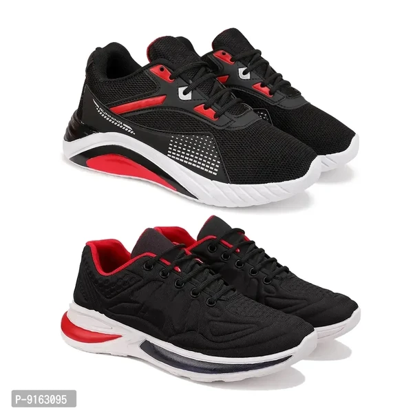 Elegant Canvas Self Design Sports Running Shoes For Men- Pack Of 2 - 6UK