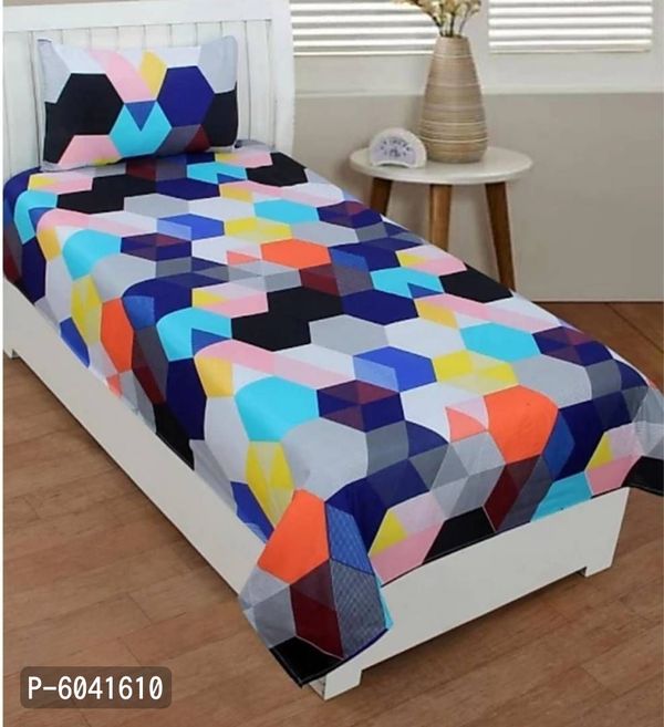 Fabulous Polycotton Abstract Single Bedsheet with One Pillow Cover