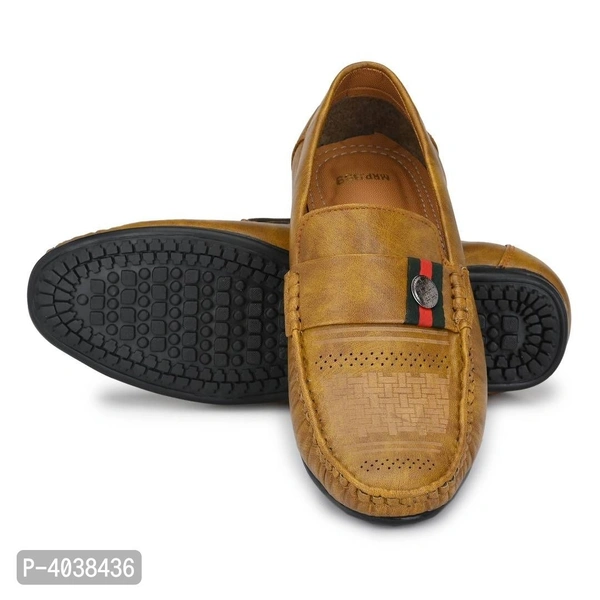 Stylish Leather Beige Tan Brown Party Daily Wear Slip-On Ethnic Casual Men Loafers Shoes - 6UK