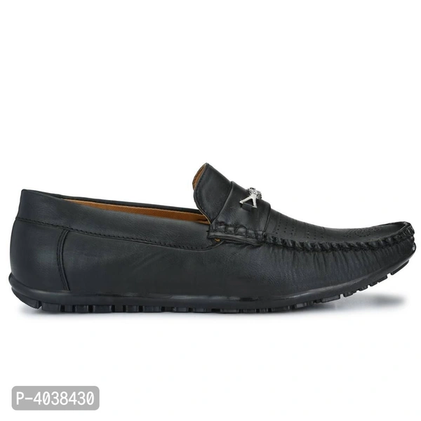 Stylish Leather Black Party Daily Wear Slip-On Ethnic Casual Men Loafers Shoes - 10UK