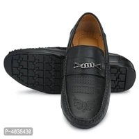 Stylish Leather Black Party Daily Wear Slip-On Ethnic Casual Men Loafers Shoes - 10UK