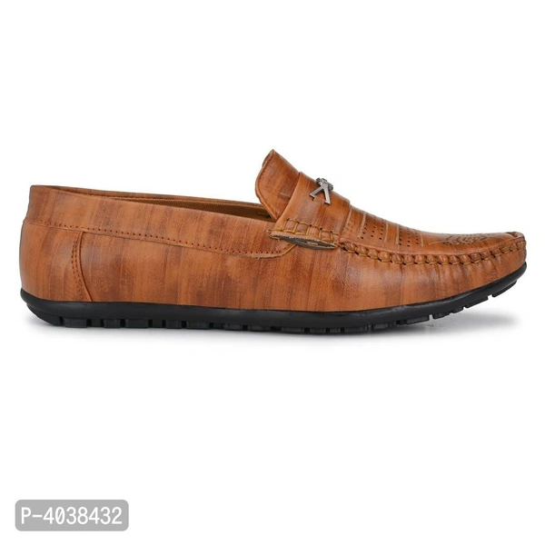 Stylish Leather Tan Brown Party Daily Wear Slip-On Ethnic Casual Men Loafers Shoes - 7UK