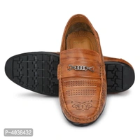 Stylish Leather Tan Brown Party Daily Wear Slip-On Ethnic Casual Men Loafers Shoes - 7UK