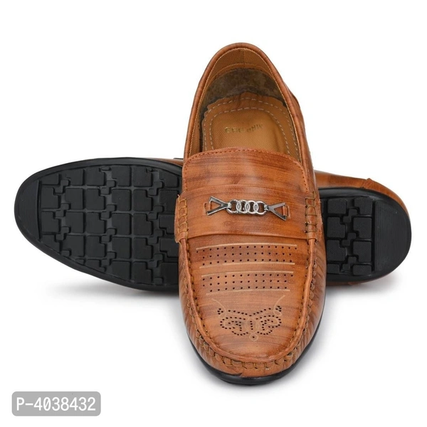 Stylish Leather Tan Brown Party Daily Wear Slip-On Ethnic Casual Men Loafers Shoes - 7UK