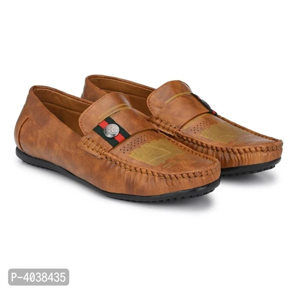 Stylish Leather Tan Brown Party Daily Wear Slip-On Ethnic Casual Men Loafers Shoes - 7UK