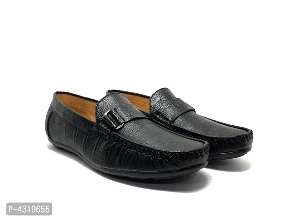 Elite Black Synthetic Solid Loafers For Men - Black, 8UK