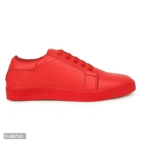 Casual Synthetic Leather Sneakers For Men - Red, 6UK