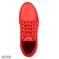 Casual Synthetic Leather Sneakers For Men - Red, 6UK