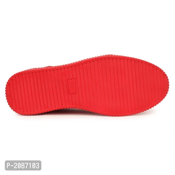 Casual Synthetic Leather Sneakers For Men - Red, 6UK