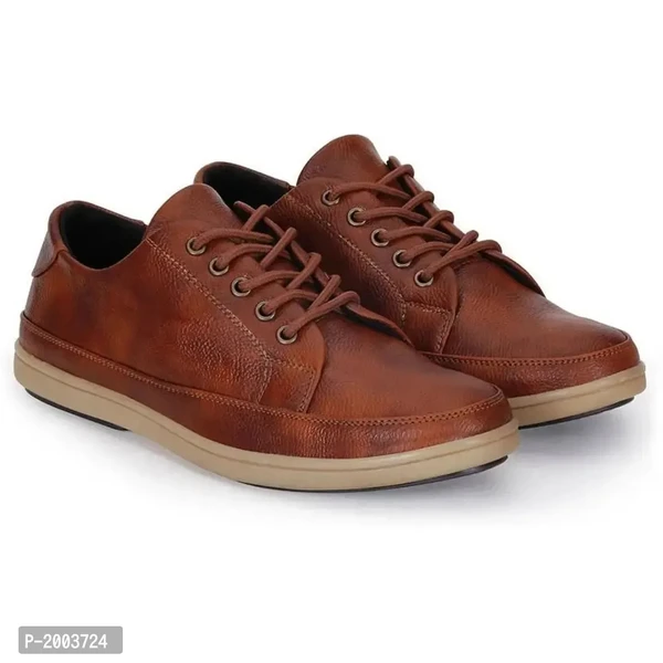 Tan Synthetic Leather Casual Shoes for Men - 7UK, Brown