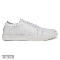 Casual Synthetic Leather Sneakers For Men - White, 6UK