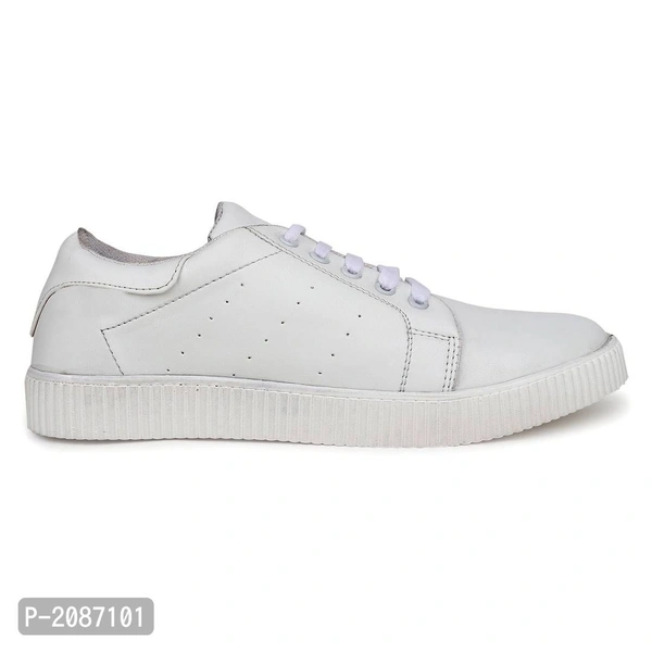 Casual Synthetic Leather Sneakers For Men - White, 6UK