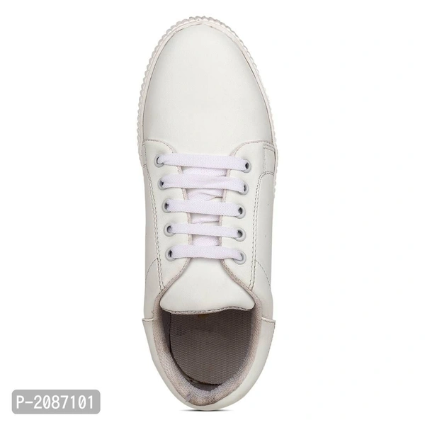 Casual Synthetic Leather Sneakers For Men - White, 6UK