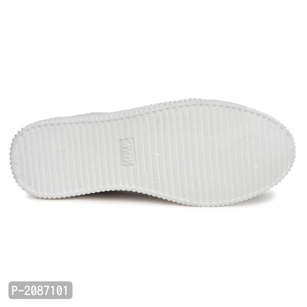 Casual Synthetic Leather Sneakers For Men - White, 6UK