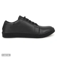Casual Synthetic Leather Sneakers For Men - Black, 6UK