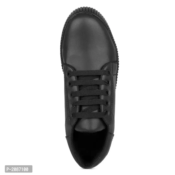 Casual Synthetic Leather Sneakers For Men - Black, 6UK