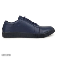 Casual Synthetic Leather Sneakers For Men - 8UK, Navy Blue