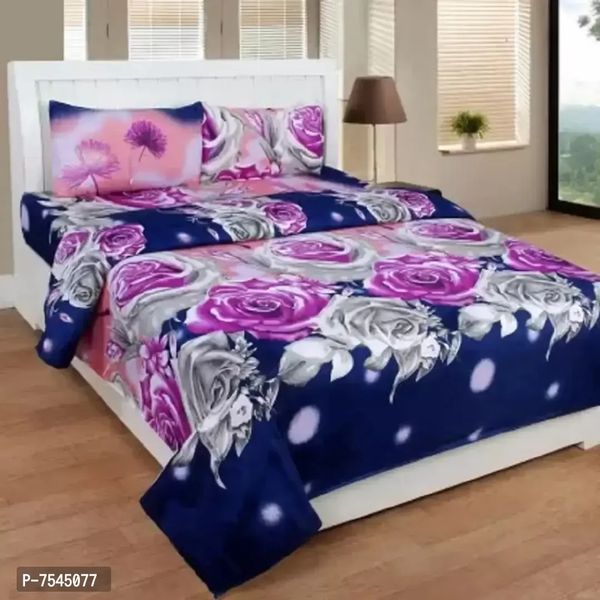 120TC 3D Double bedsheets with 2 Matching Pillow Covers Sheet Size 90X90 Inches