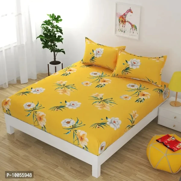 Comfortable Microfiber Printed Double Bedsheet with Two Pillow Covers