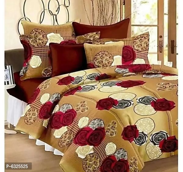 Traditional 3D Printed Cotton Double Bedsheet Multipack 1 with 2 Pillow