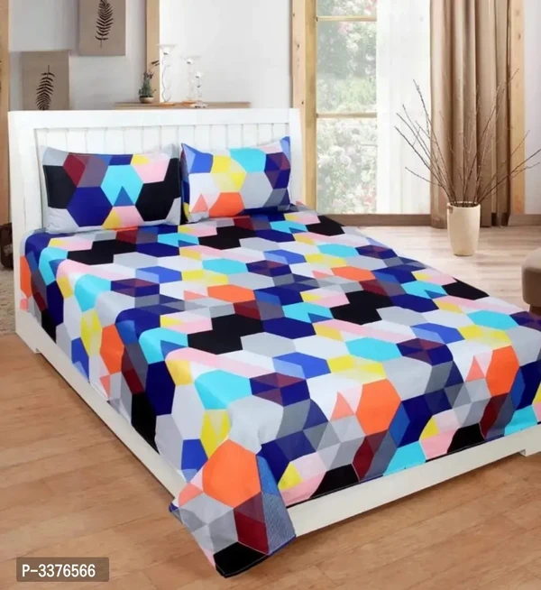 Attractive 3D Printed Double Bedsheet With 2 Pillow Covers (Thread Count 170)