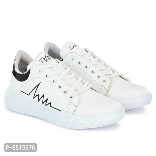 Stylish Synthetic White Casual Sneakers For Men - 10UK