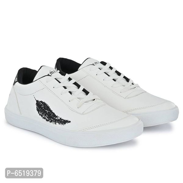 Stylish Synthetic White Casual Sneakers For Men - 9UK
