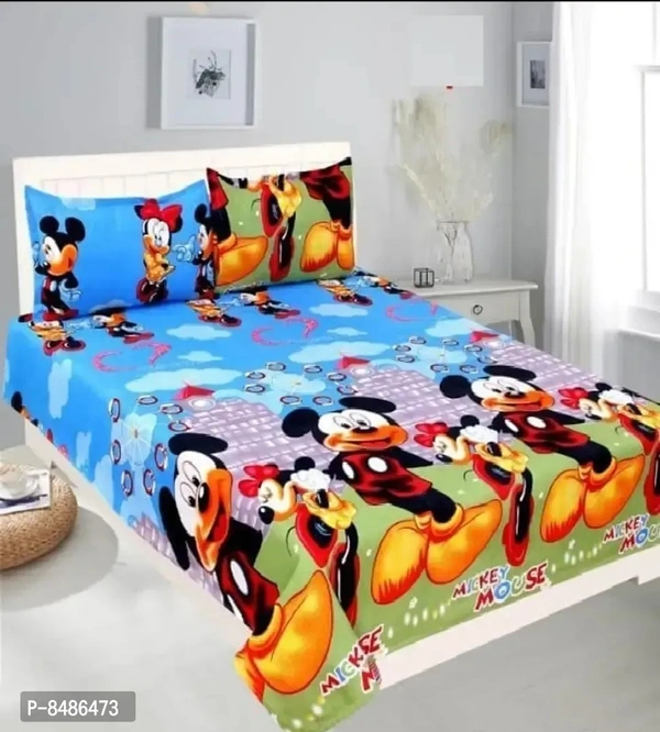 Stylish Fancy 3D Printed Polycotton Double Bedsheet With 2 Pillow Covers