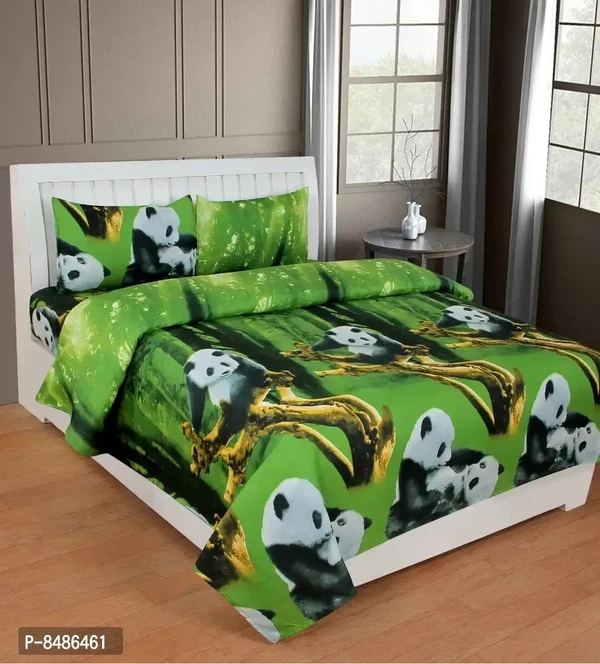 Stylish Fancy 3D Printed Polycotton Double Bedsheet With 2 Pillow Covers