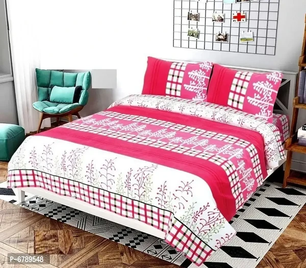 Stylish Fancy Polycotton 3d Printed Multicoloured Double Bedsheet