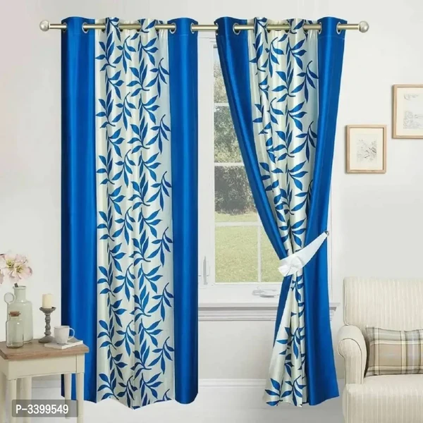 Royal Maroon Polyester Rod Pocket Fitting Long Door Curtain Set