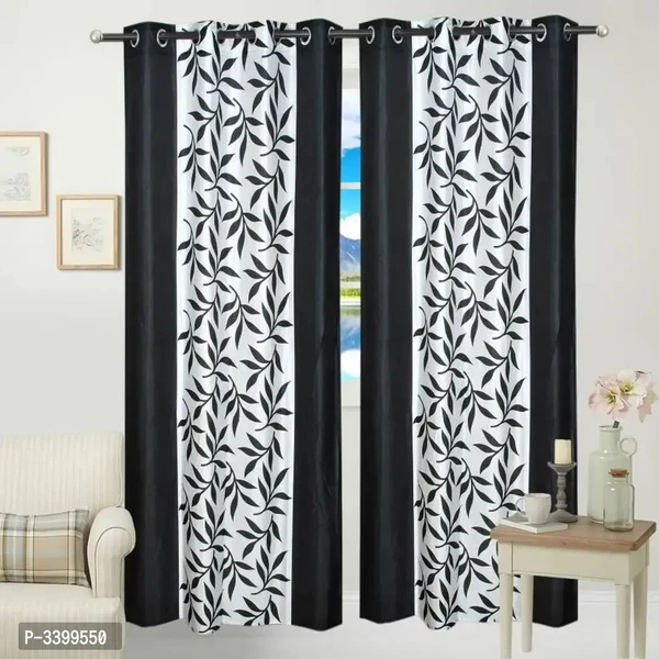 Royal Blue Polyester Rod Pocket Fitting Long Door Curtain Set