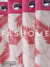 FasHome White Printed Polyester Eyelet Fitting Door Curtain - 7 Feet (Pack of 2)