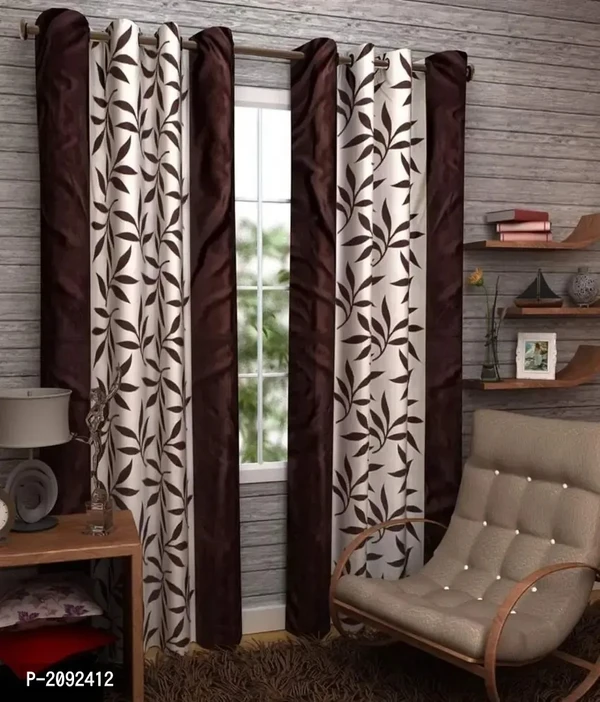 Coffee Printed Door Curtain 2 Pcs