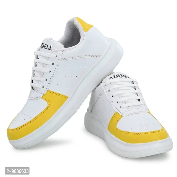 Stylish Yellow Synthetic Solid Sneakers For Men - Yellow, 8UK