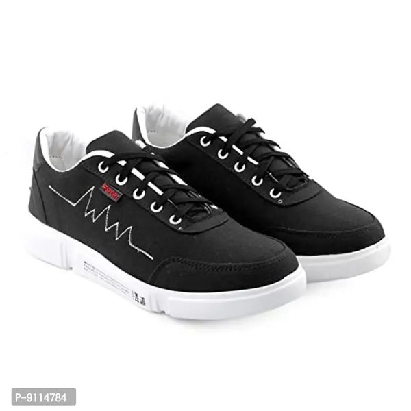 ROCKFIELD Men's Canvas Sneakers Casual Shoes for Men's 391 - Black, 8UK