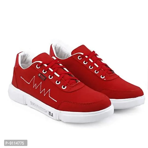 ROCKFIELD Men's Canvas Sneakers Casual Shoes for Men's 391 - Red, 6UK