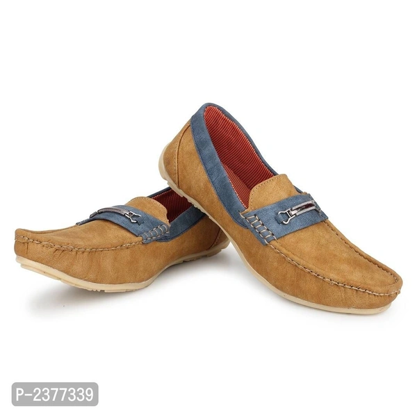 Superb Tan Synthetic Leather Loafers for Men - Tan, 7UK