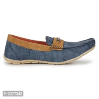 Superb Blue Synthetic Leather Loafers for Men - 10UK