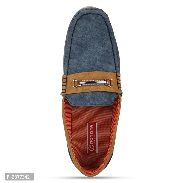 Superb Blue Synthetic Leather Loafers for Men - 10UK