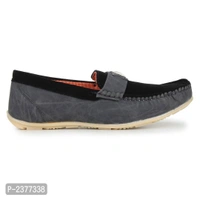 Grey Synthetic Leather Loafers for Men - Black, 6UK