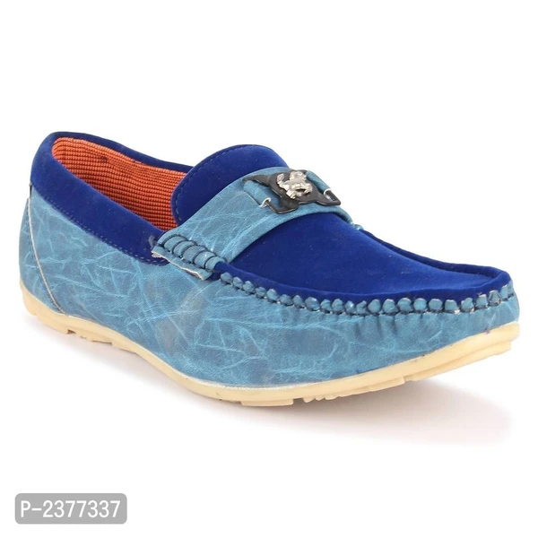 Blue Synthetic Leather Loafers for Men - 8UK