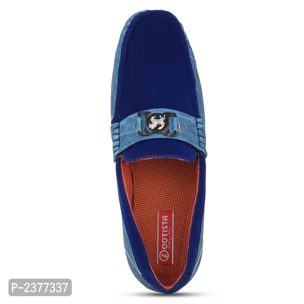 Blue Synthetic Leather Loafers for Men - 8UK