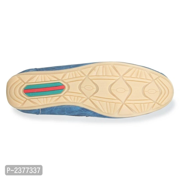 Blue Synthetic Leather Loafers for Men - 8UK