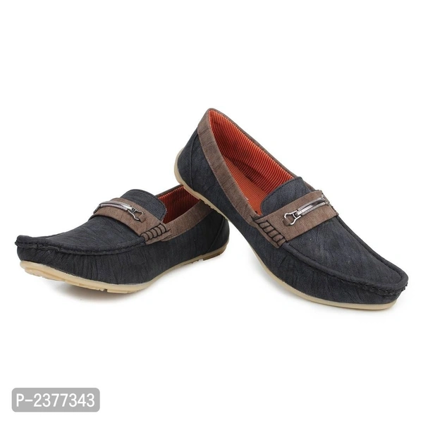 Superb Black Synthetic Leather Loafers for Men - 6UK, Black