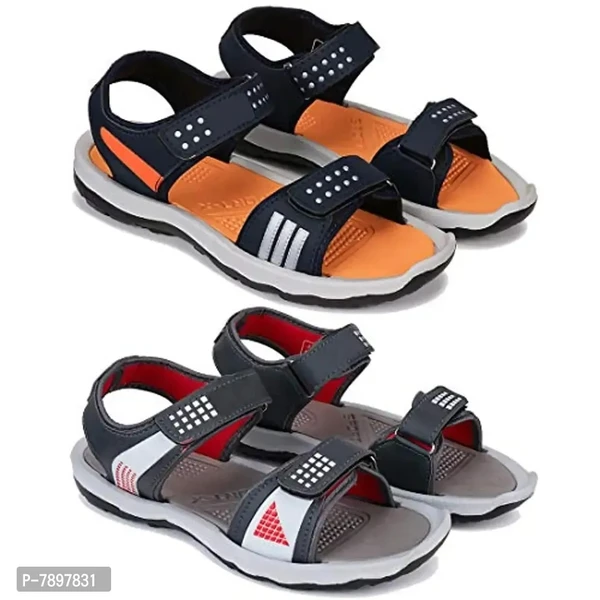 Bersache Multicolor Slip-on Sandals for Men Pack of 2 Combo(O)-1333-1306 - 9UK