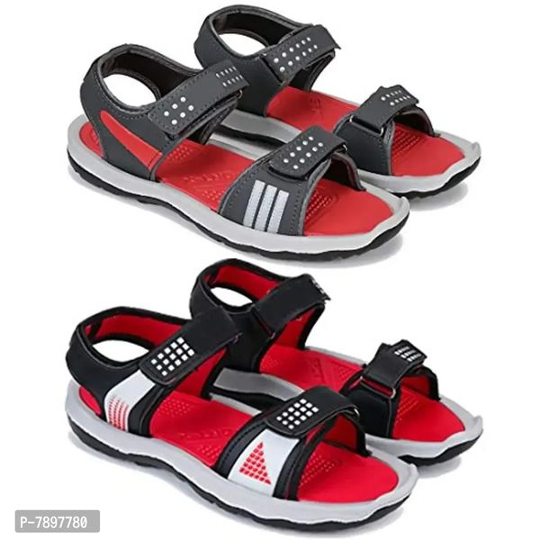 Bersache Multicolor Slip-on Sandals for Men Pack of 2 Combo(O)-1333-1306 - 8UK