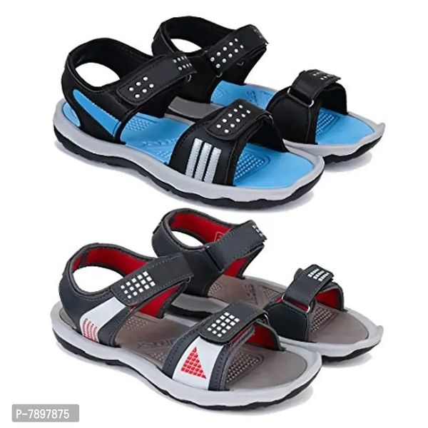 Bersache Multicolor Slip-on Sandals for Men Pack of 2 Combo(O)-1333-1306 - 7UK